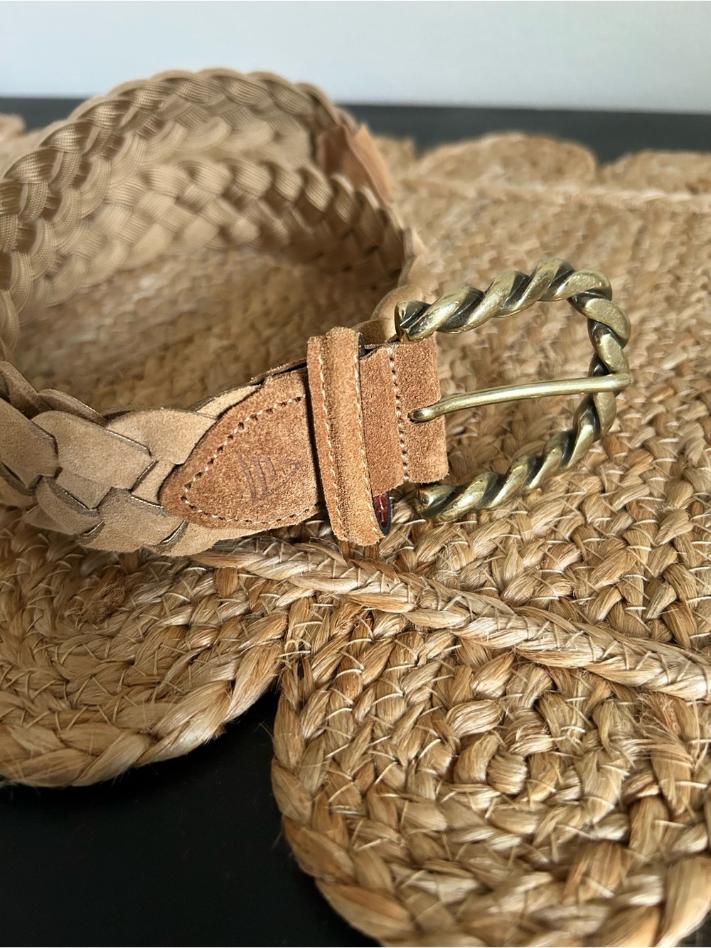 Alero Sport Milano Camel Woven Italian Suede Brass Buckle Belt XS/S Equestrian - Picture 8 of 8